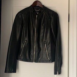 Express Moto Faux Leather Black Jacket, Size S